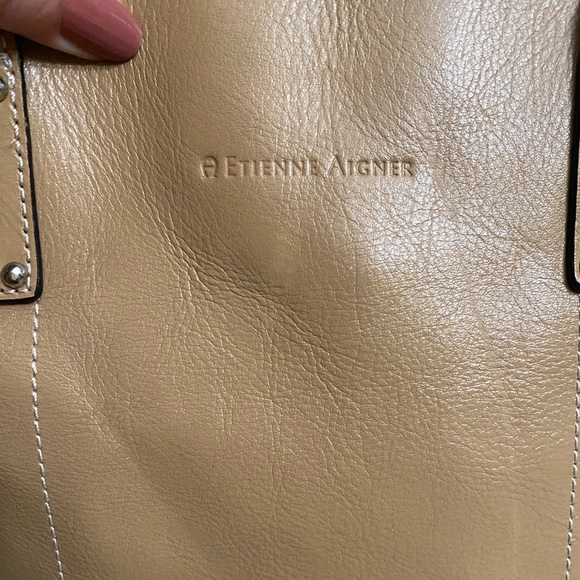 Etienne Aigner Large Handbag Tote, 100% Genuine Leather Beige Tan Rare edition - Picture 15 of 15